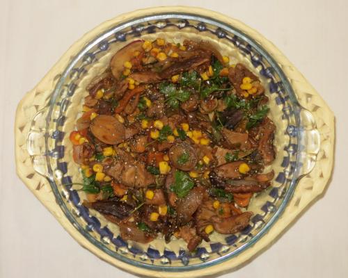 Dish with saut�ed shiitake and vegetables